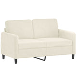 Canapé 2 places avec oreillers décoratifs crème 120 cm velours