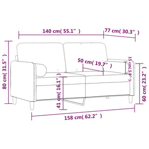Canapé 2 places avec oreillers vert foncé 140 cm velours