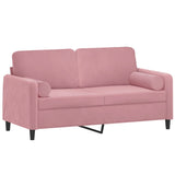 Canapé 2 places avec oreillers décoratifs rose 140 cm velours