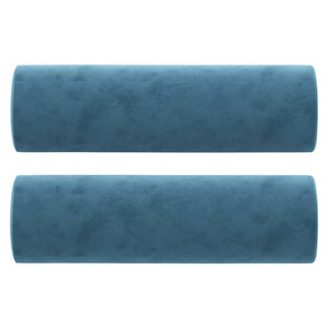 Canapé 3 places avec oreillers décoratifs bleu 180 cm velours