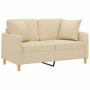Canapé 2 places avec oreillers décoratifs crème 120 cm tissu