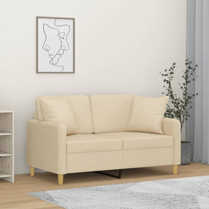 Canapé 2 places avec oreillers décoratifs crème 120 cm tissu