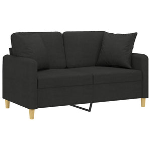 Canapé 2 places avec oreillers décoratifs noir 120 cm tissu