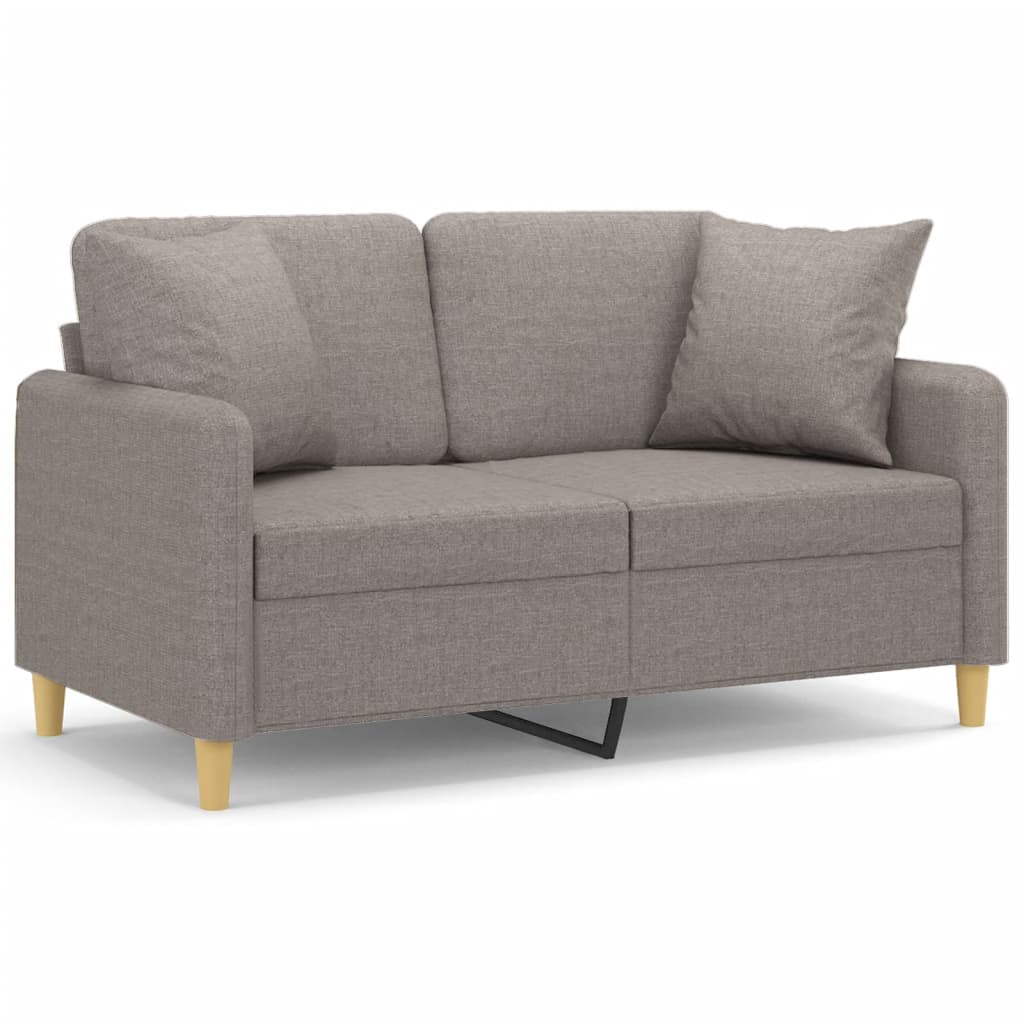 Canapé 2 places avec oreillers décoratifs taupe 120 cm tissu