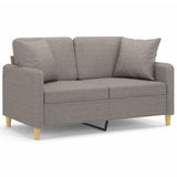 Canapé 2 places avec oreillers décoratifs taupe 120 cm tissu
