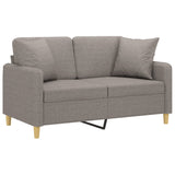 Canapé 2 places avec oreillers décoratifs taupe 120 cm tissu