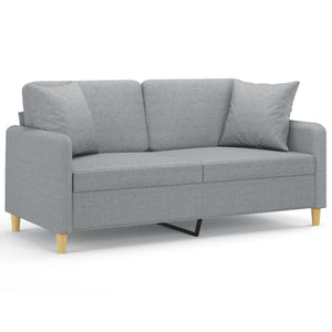 Canapé 2 places avec oreillers gris clair 140 cm tissu