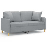 Canapé 2 places avec oreillers gris clair 140 cm tissu