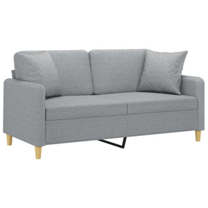 Canapé 2 places avec oreillers gris clair 140 cm tissu