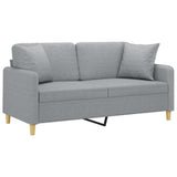 Canapé 2 places avec oreillers gris clair 140 cm tissu