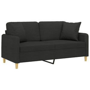 Canapé 2 places avec oreillers décoratifs noir 140 cm tissu