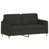 Canapé 2 places avec oreillers décoratifs noir 140 cm tissu