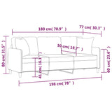 Canapé 3 places avec oreillers décoratifs crème 180 cm tissu