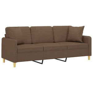 Canapé 3 places avec oreillers décoratifs marron 180 cm tissu