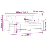 Canapé 3 places avec oreillers décoratifs noir 180 cm tissu