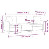 Canapé 3 places avec oreillers décoratifs taupe 180 cm tissu