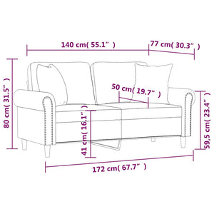 Canapé 2 places avec oreillers bordeaux 140 cm similicuir