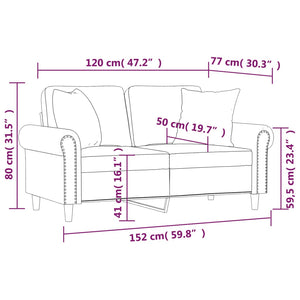 Canapé 2 places avec oreillers vert foncé 120 cm velours