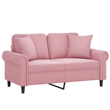 Canapé 2 places avec oreillers décoratifs rose 120 cm velours