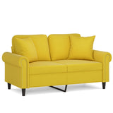 Canapé 2 places avec oreillers décoratifs jaune 120 cm velours