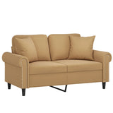 Canapé 2 places avec oreillers décoratifs brun 120 cm velours