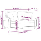 Canapé 2 places avec oreillers décoratifs brun 120 cm velours