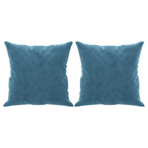 Canapé 2 places avec oreillers décoratifs bleu 120 cm velours