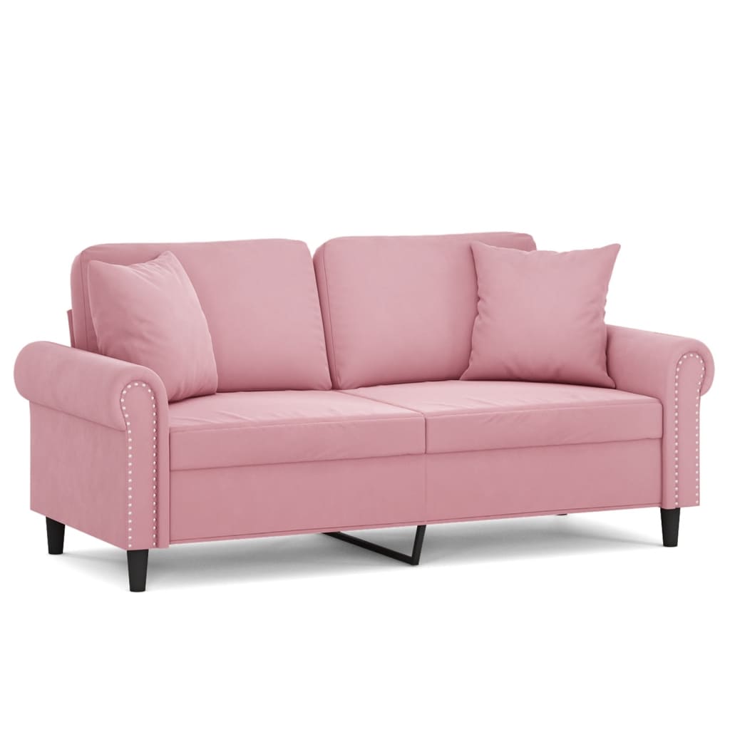 Canapé 2 places avec oreillers décoratifs rose 140 cm velours