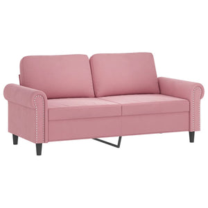 Canapé 2 places avec oreillers décoratifs rose 140 cm velours