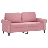 Canapé 2 places avec oreillers décoratifs rose 140 cm velours