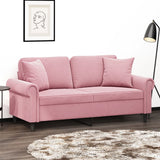 Canapé 2 places avec oreillers décoratifs rose 140 cm velours