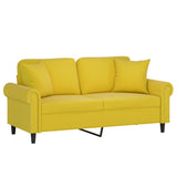 Canapé 2 places avec oreillers décoratifs jaune 140 cm velours