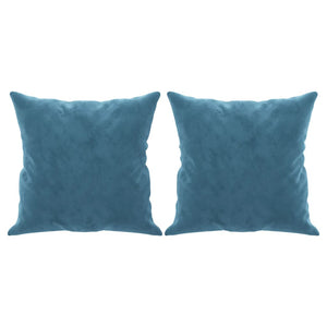Canapé 2 places avec oreillers décoratifs bleu 140 cm velours