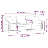Canapé 3 places avec oreillers décoratifs bleu 180 cm velours