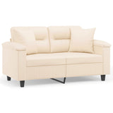 Canapé 2 places avec oreillers beige 120 cm tissu microfibre