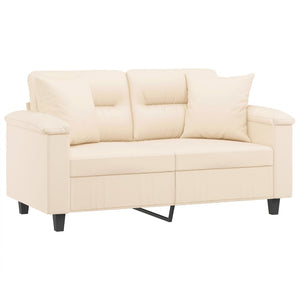 Canapé 2 places avec oreillers beige 120 cm tissu microfibre