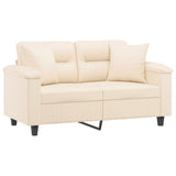 Canapé 2 places avec oreillers beige 120 cm tissu microfibre
