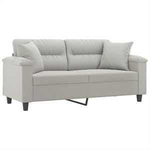 Canapé 2 places avec oreillers gris clair 140 cm