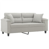 Canapé 2 places avec oreillers gris clair 140 cm