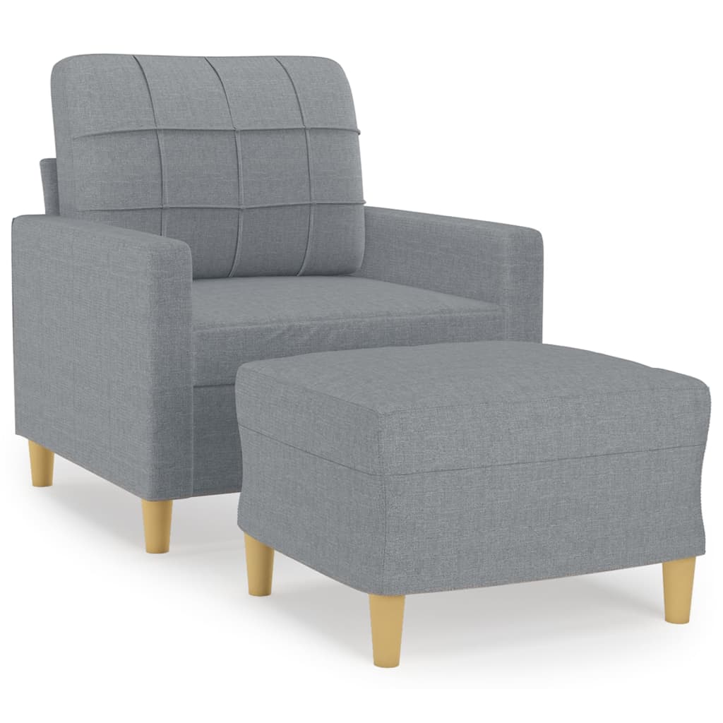 Fauteuil avec repose-pied Gris clair 60 cm Tissu
