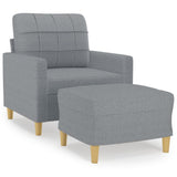 Fauteuil avec repose-pied Gris clair 60 cm Tissu