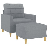 Fauteuil avec repose-pied Gris clair 60 cm Tissu