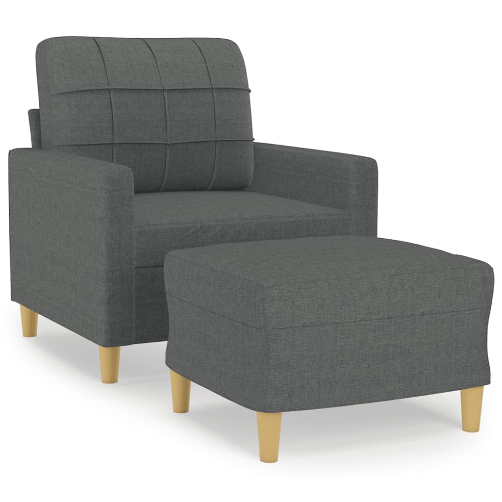 Fauteuil avec repose-pied Gris foncé 60 cm Tissu