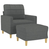 Fauteuil avec repose-pied Gris foncé 60 cm Tissu