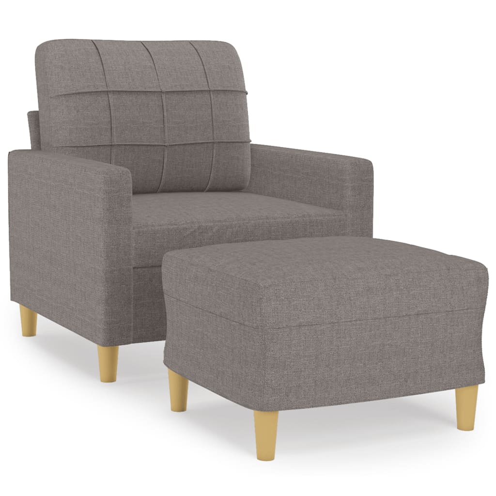Fauteuil avec repose-pied Taupe 60 cm Tissu