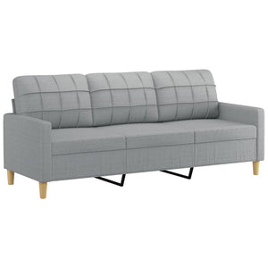 Canapé à 3 places avec repose-pieds Gris clair 180 cm Tissu