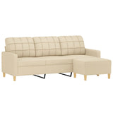 Canapé à 3 places avec repose-pieds Crème 180 cm Tissu