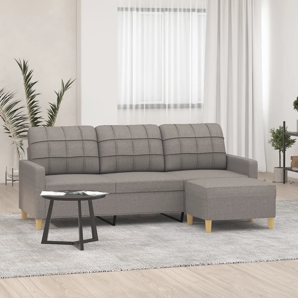 Canapé à 3 places avec repose-pieds Taupe 180 cm Tissu