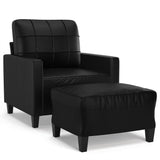 Fauteuil avec repose-pied Noir 60 cm Similicuir