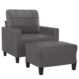 Fauteuil avec repose-pied Gris 60 cm Similicuir